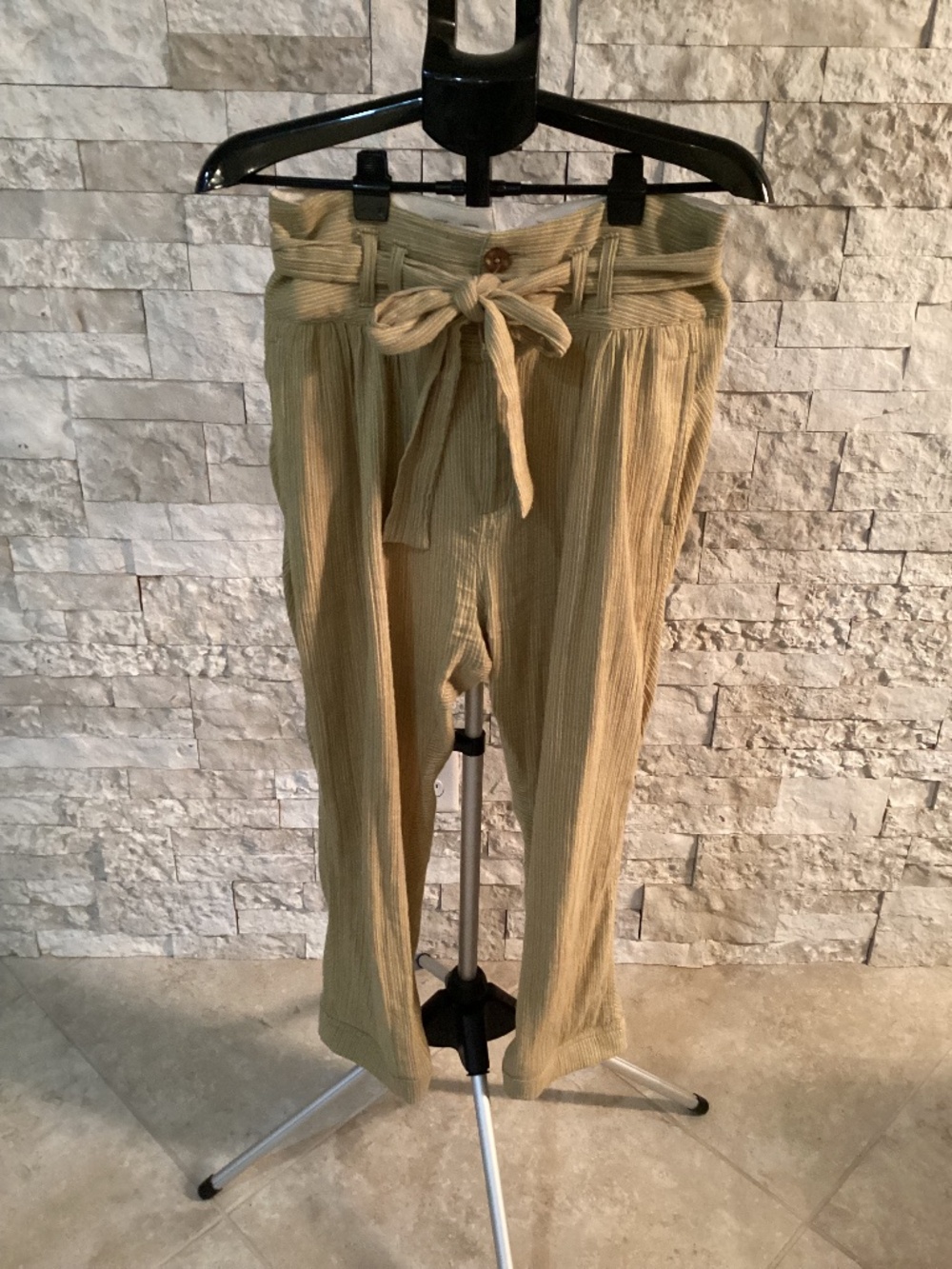 Free People Caraway Light at Sunrise Gauze Striped Paperbag Pants 4